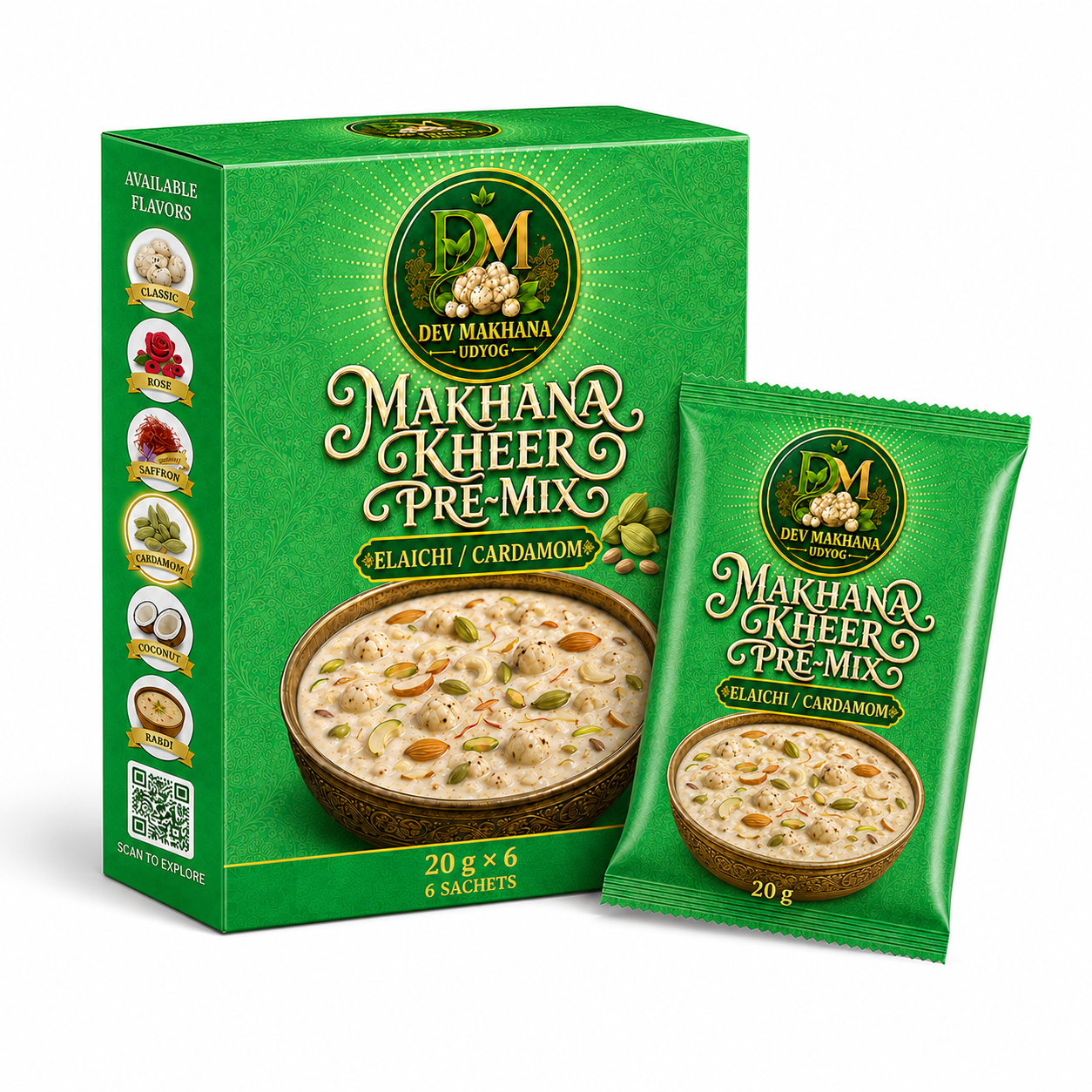 Makhana Kheer Pre-Mix Elaichi / Cardamom (20 g x 6)
